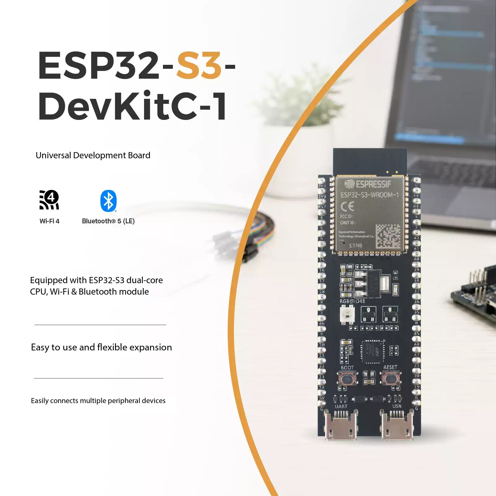 Esp32 S3 Devkitc 1 - لوحة تطوير ESP32-S3-DevKitC-1 من Espressif ثنائية