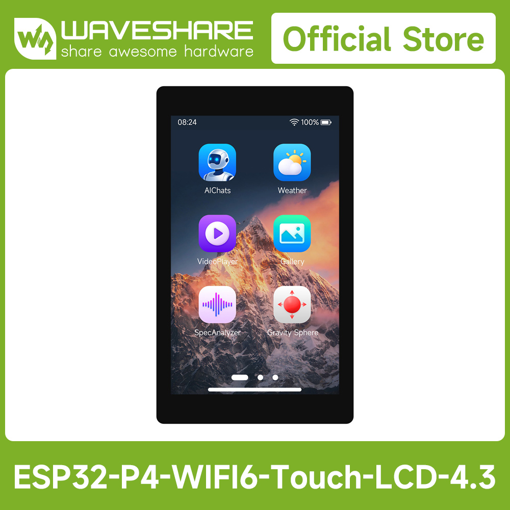 Waveshare Esp32 - لوحة تطوير Waveshare ESP32-P4-WIFI6 مقاس 4.3